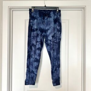 Athleta Farallon Jogger Sweatpants Women Small Blue TieDye Drawstring Loungewear
